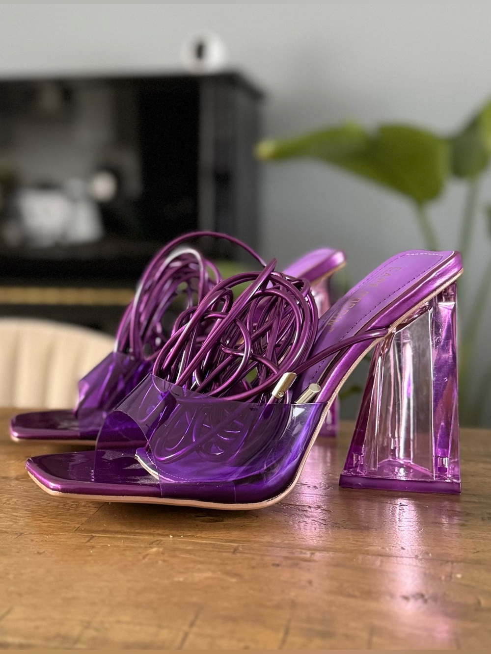 Purple Clear-Strap High Heel Sandals - Women - Picture 3 of 8